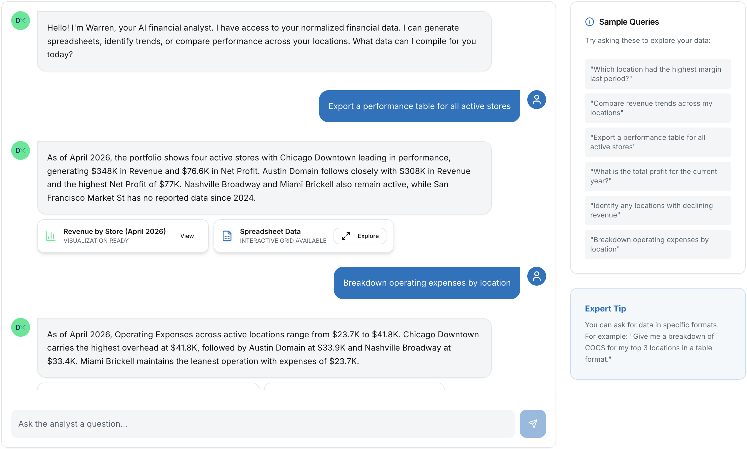 Warren AI analyst demo